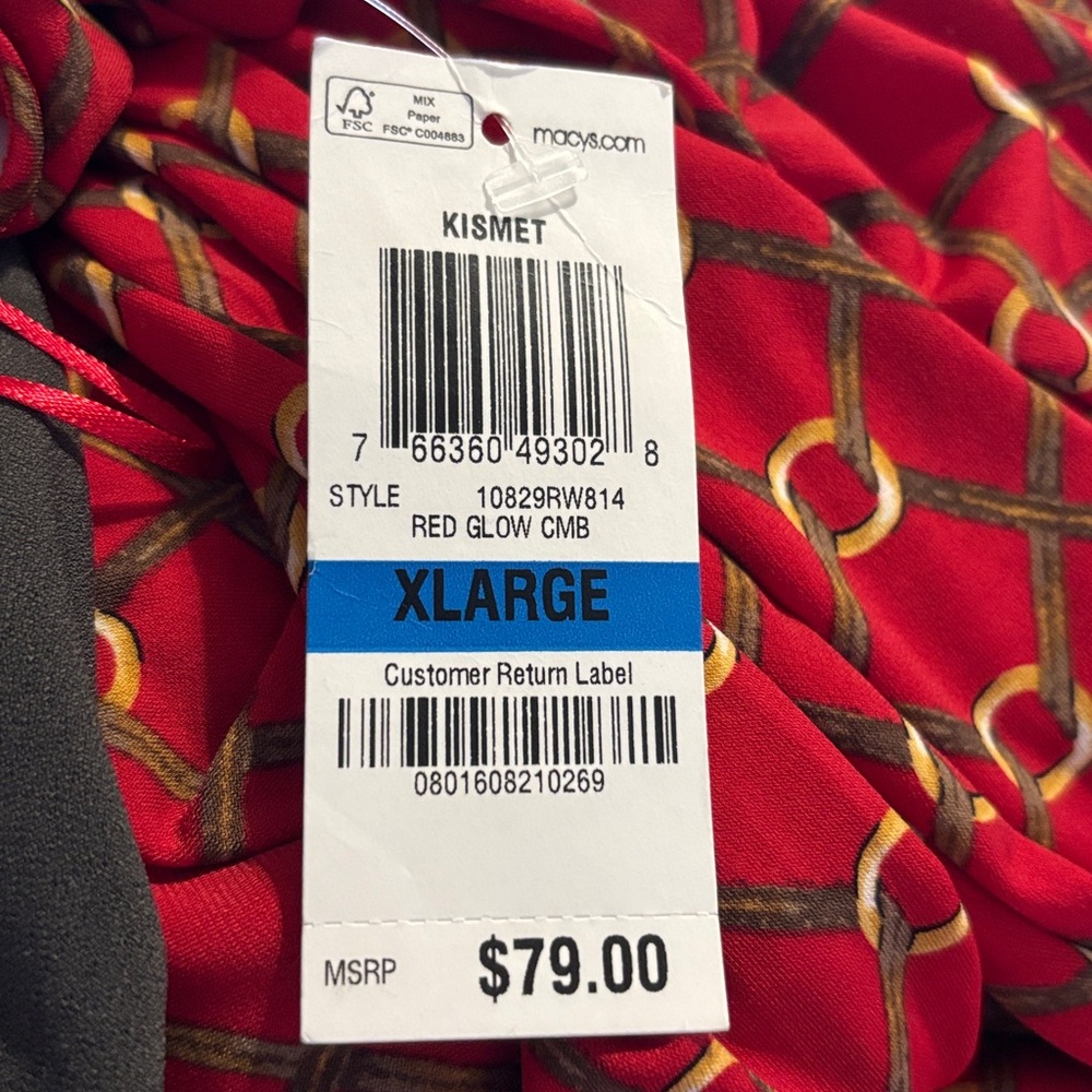 Charter Club Dress Red Glow Kismet Size XL - Picture 3 of 3
